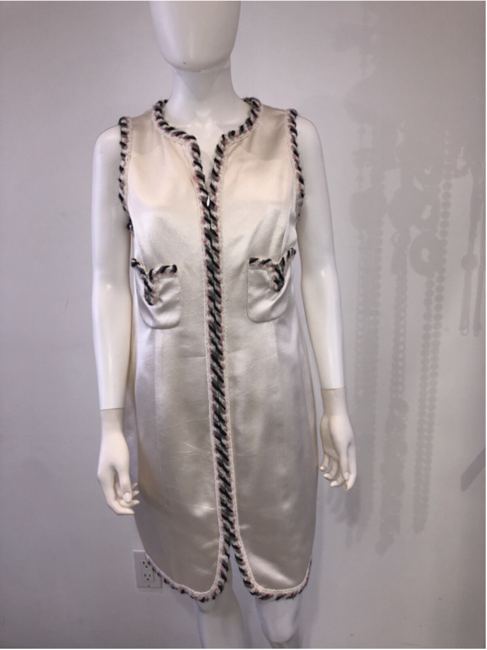 chanel dress silk off white 42/8